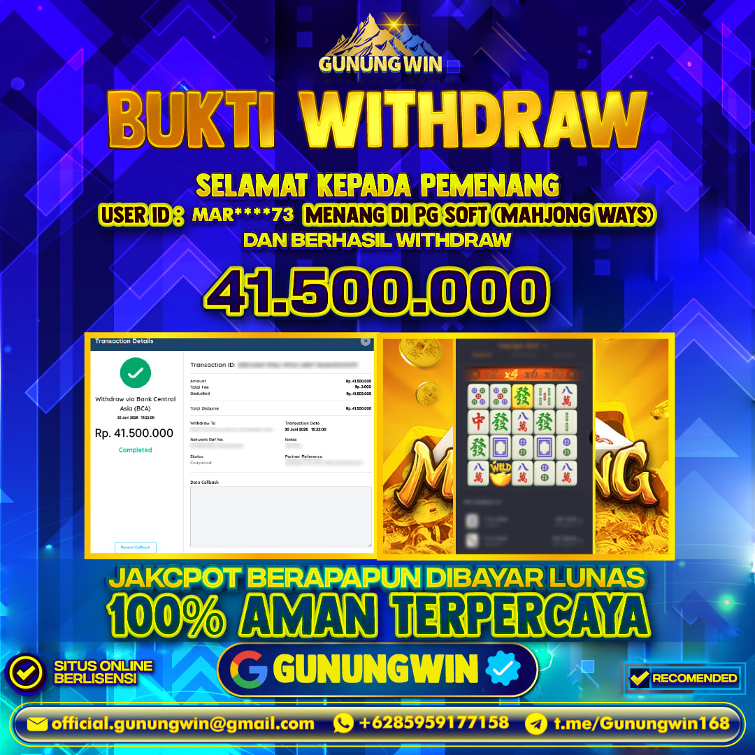 BUKTI WITHDRAW Mahjong Ways 2 - Pg Soft Gunungwin
