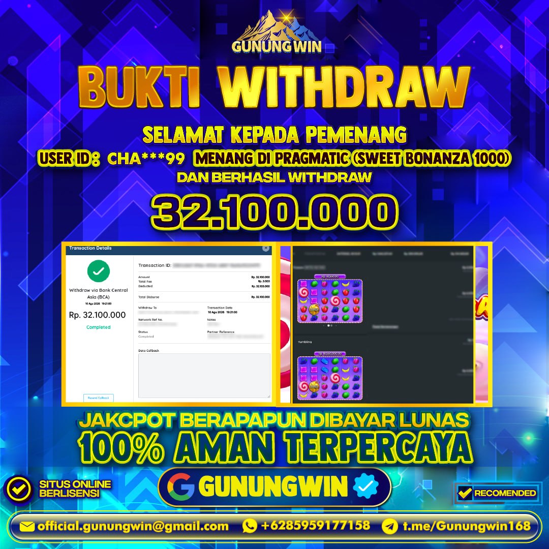 BUKTI WITHDRAW Sweet Bonanza 1000 - Pragmatic Gunungwin
