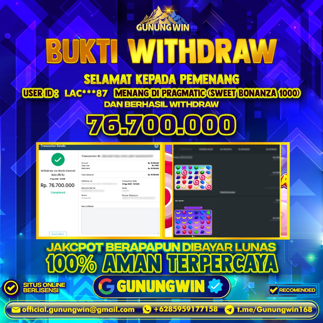 BUKTI WITHDRAW Sweet Bonanza1000 - Pragmatic Gunungwin