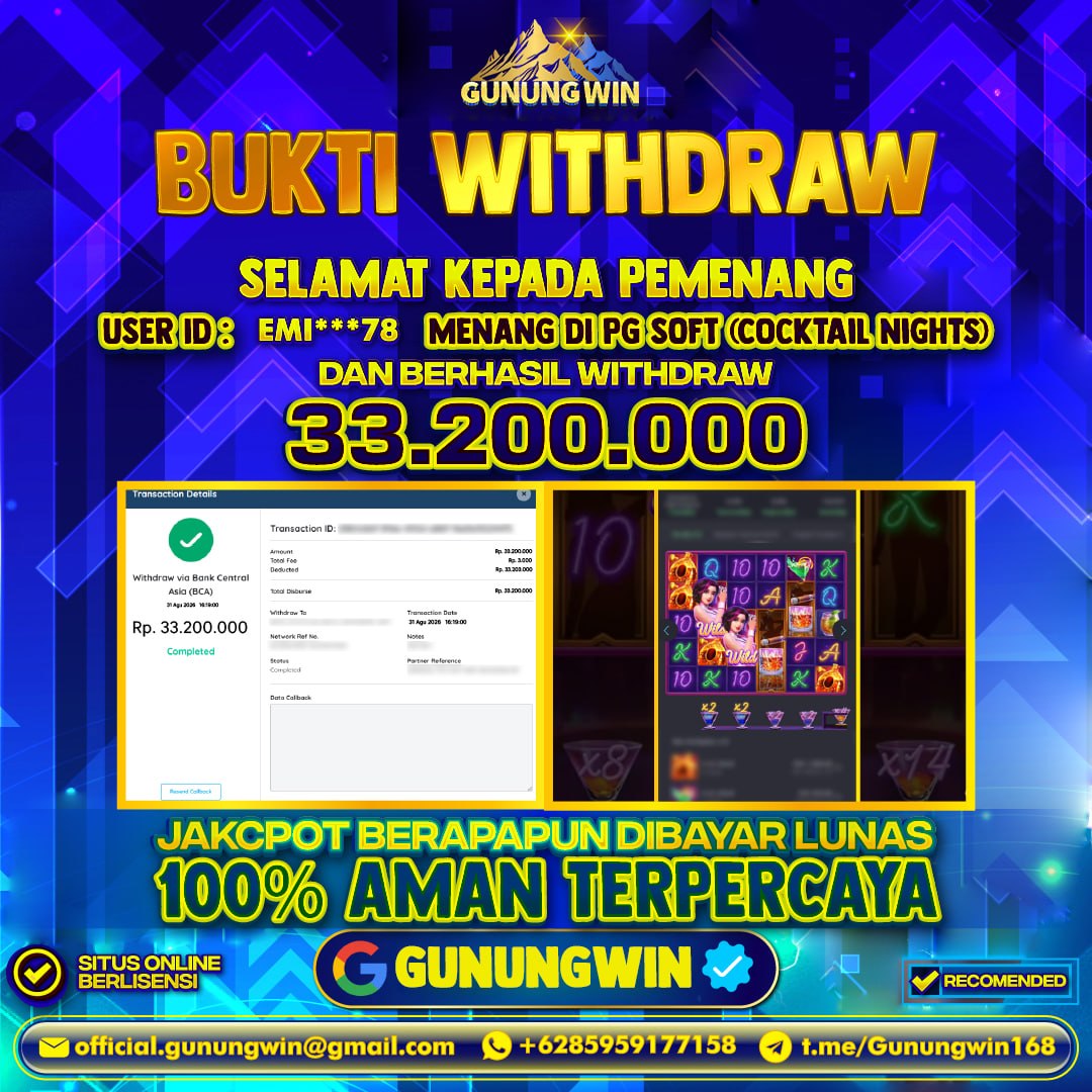 BUKTI WITHDRAW Cocktail Nights - Pg Soft Gunungwin