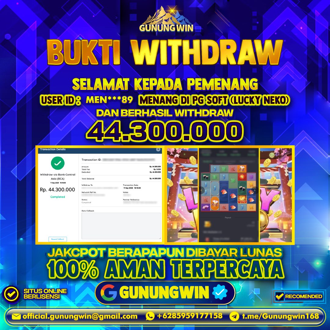 BUKTI WITHDRAW Lucky Neko - Pg Soft Gunungwin