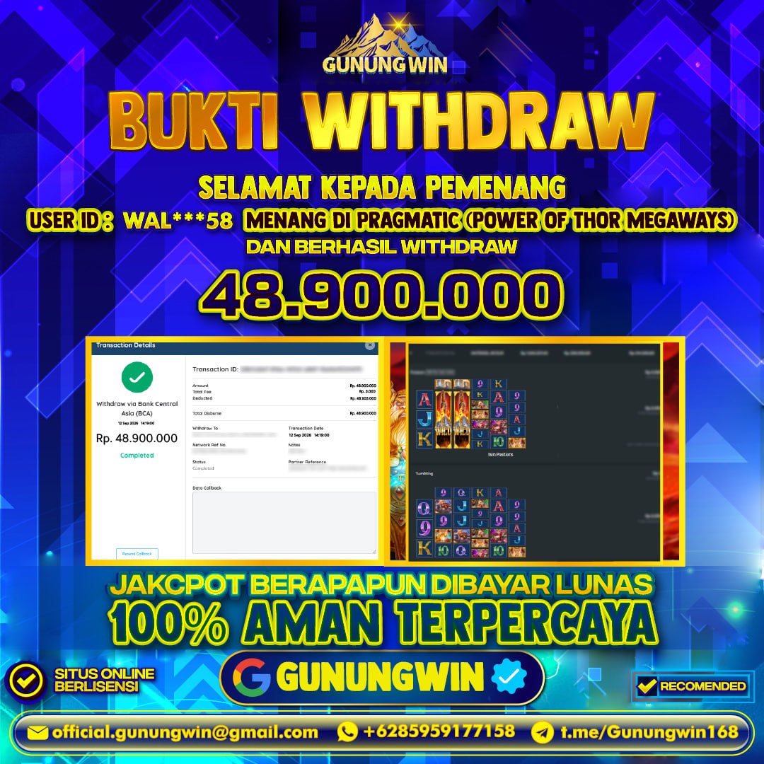 BUKTI WITHDRAW Power Of Thor Megaways - Pragmatic Gunungwin