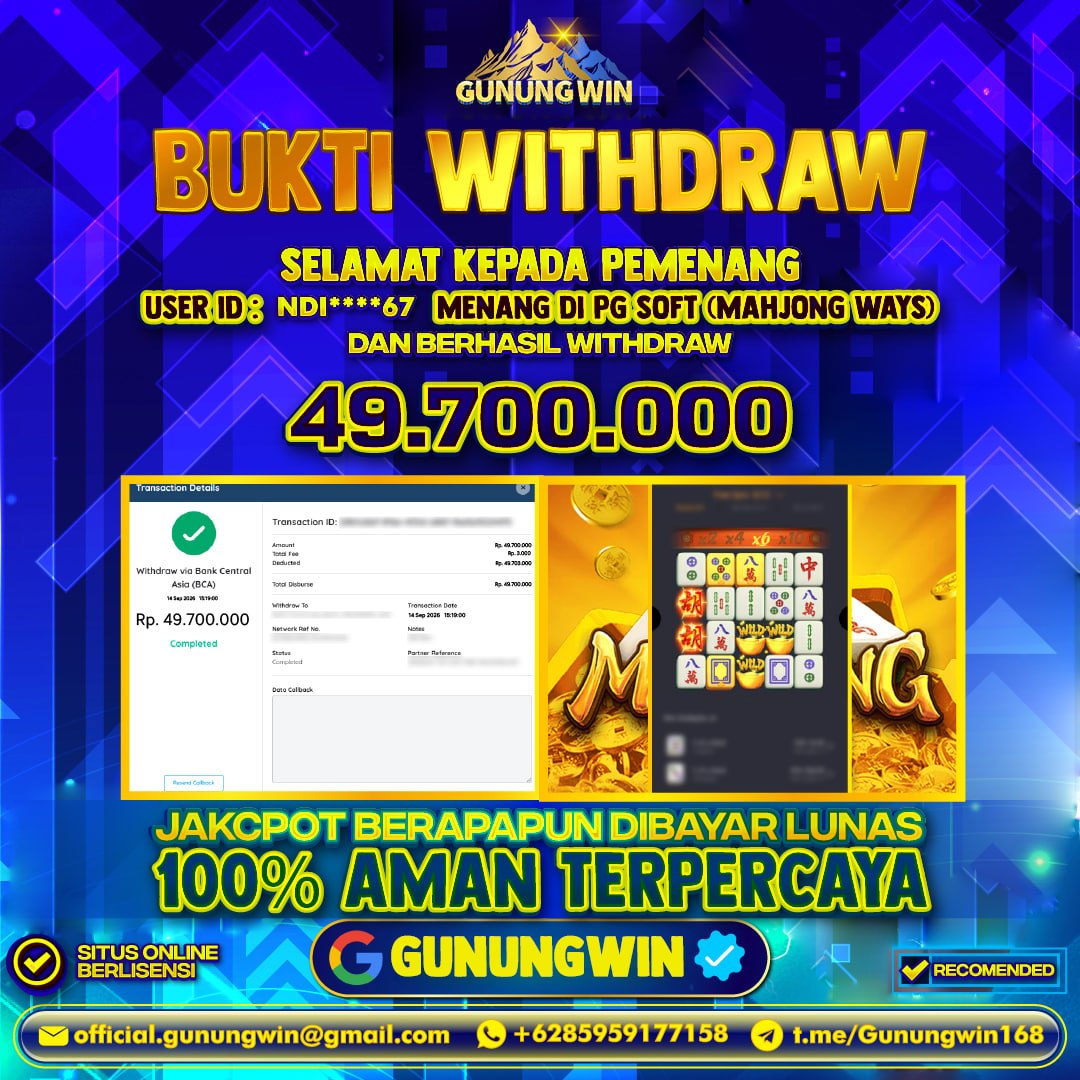 BUKTI WITHDRAW Mahjong Ways- Pg Soft Gunungwin