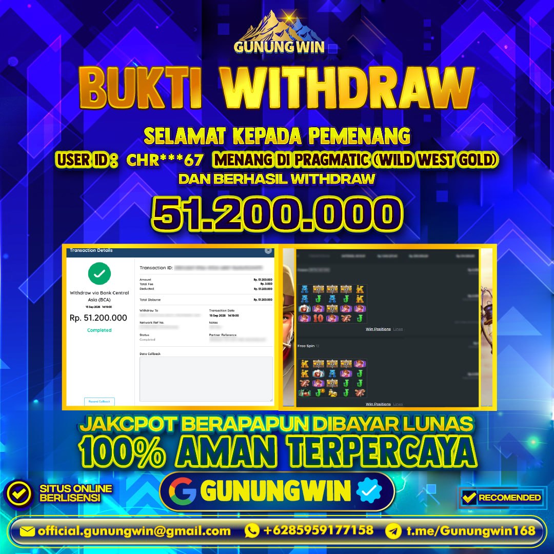 BUKTI WITHDRAW Wild Wesst Gold - Pragmatic Gunungwin