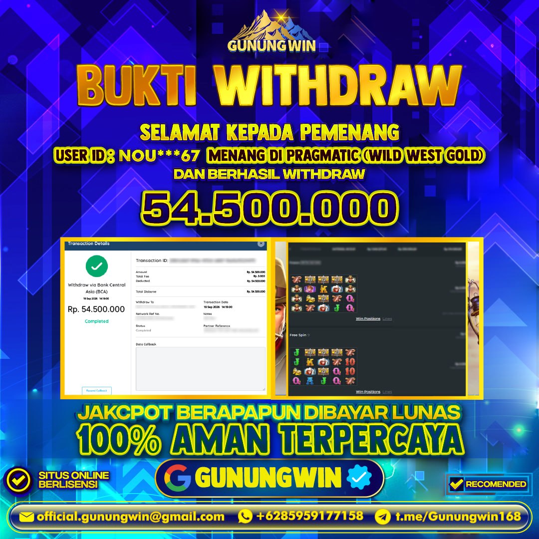 BUKTI WITHDRAW Wild Wesst Gold - Pragmatic Gunungwin