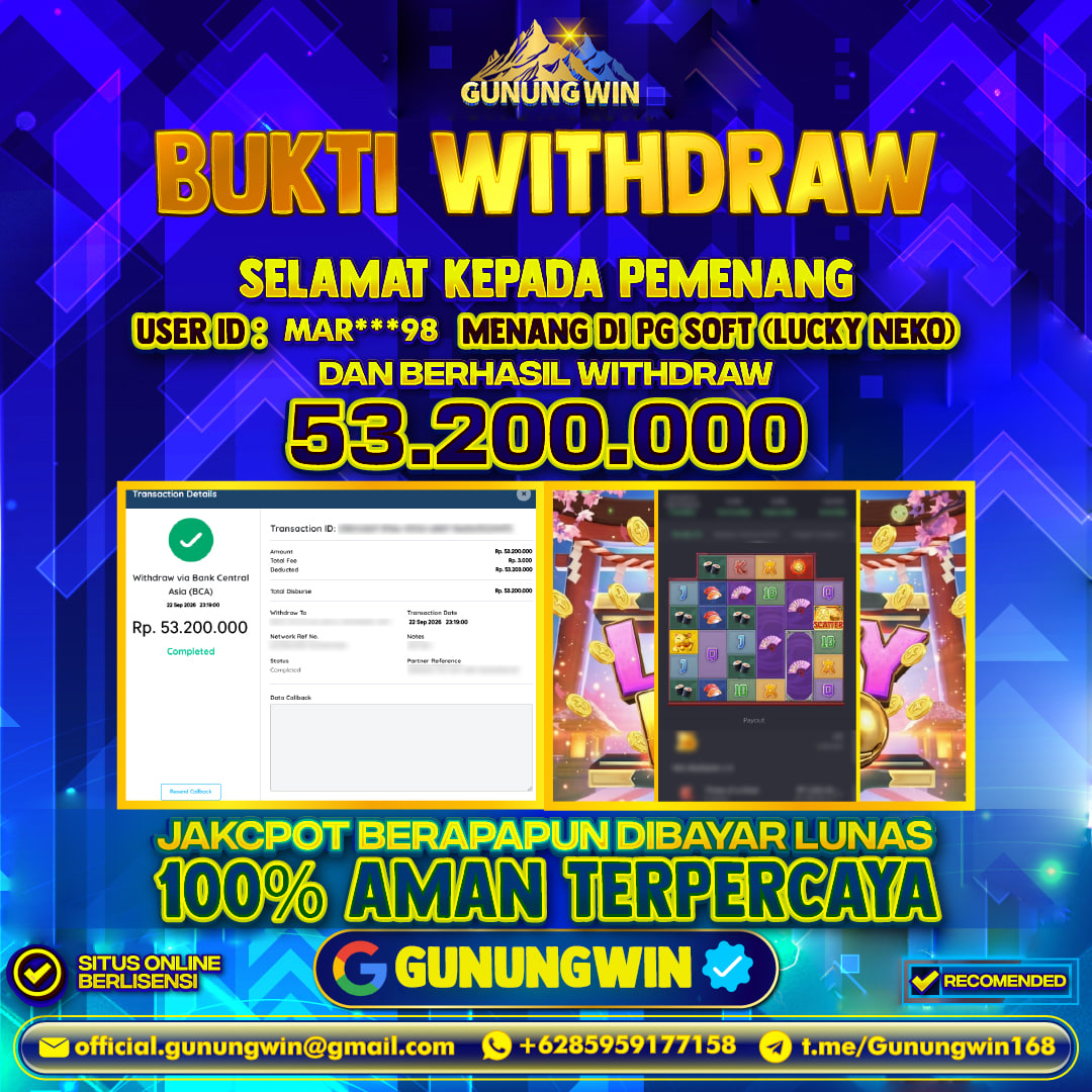 BUKTI WITHDRAW Lucky Neko - Pg Soft Gunungwin