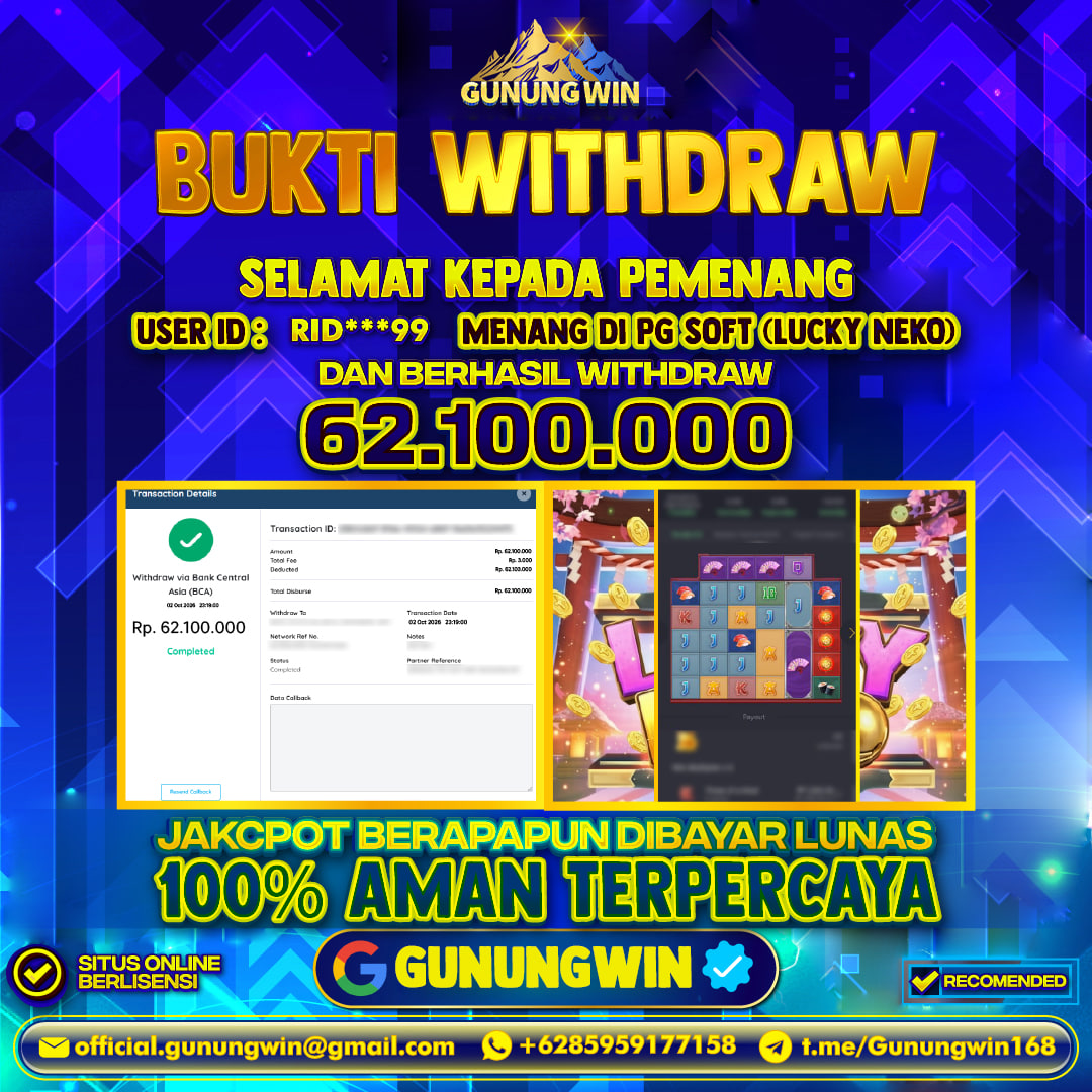 BUKTI WITHDRAW Lucky Neko - Pg Soft Gunungwin