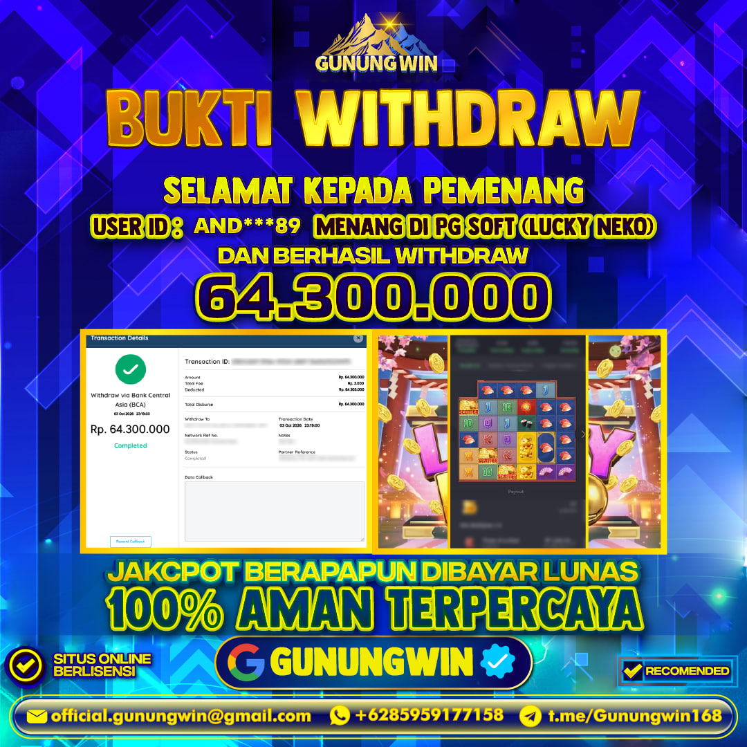 BUKTI WITHDRAW Lucky Neko - Pg Soft Gunungwin