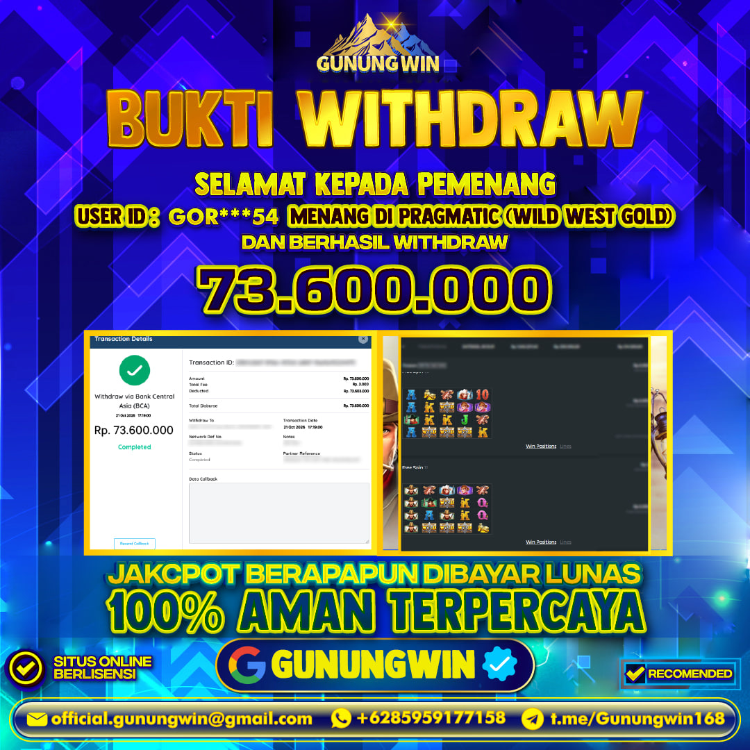 BUKTI WITHDRAW Wild Wesst Gold - Pragmatic Gunungwin