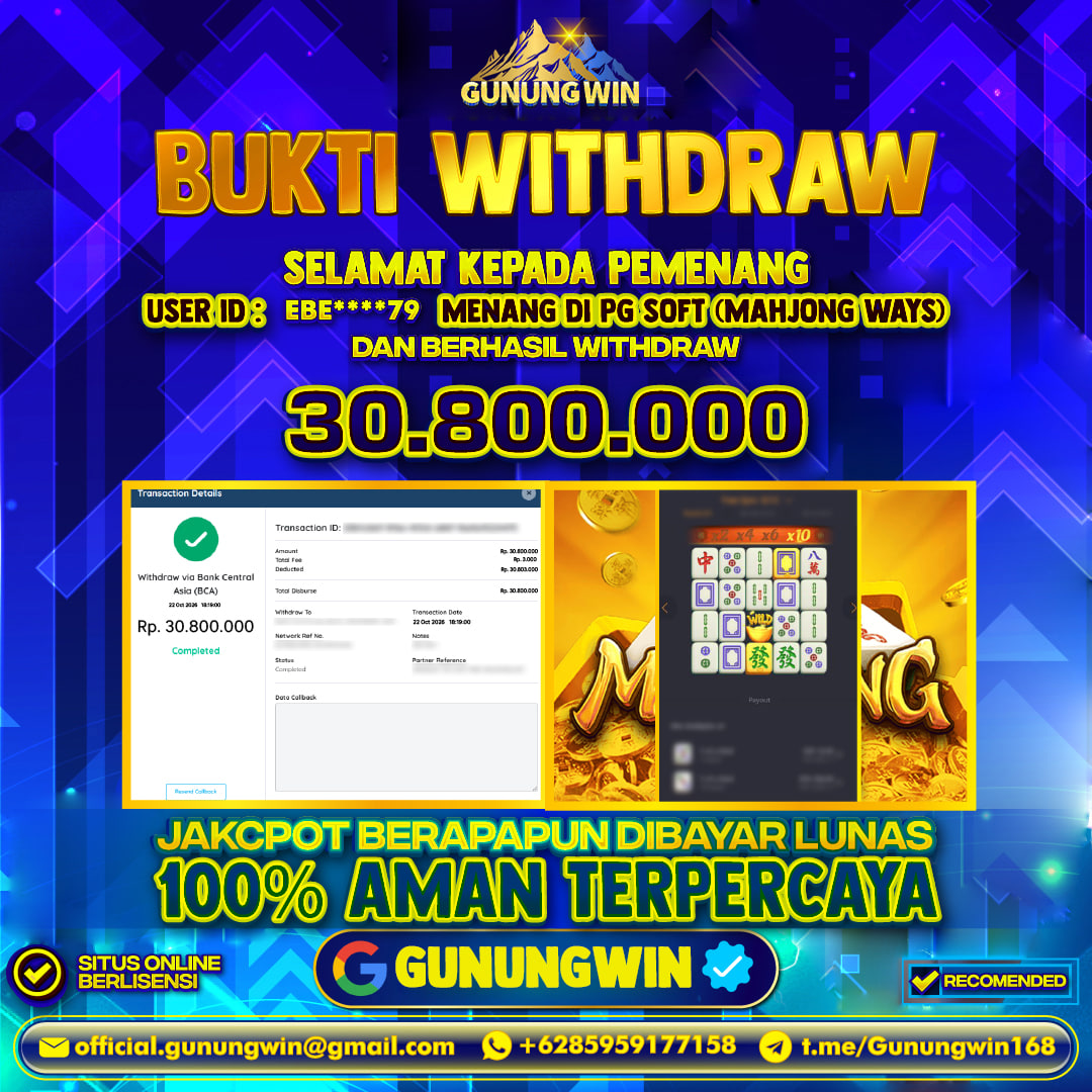BUKTI WITHDRAW Mahjong Ways- Pg Soft Gunungwin